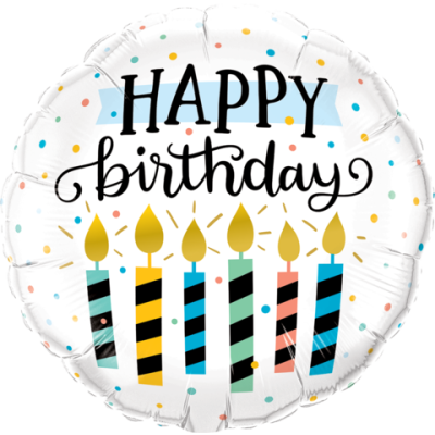 Qualatex Foil 45cm (18") Happy Birthday Candles and Dots