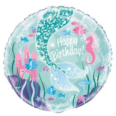 Unique Foil 18" Happy Birthday Mermaid