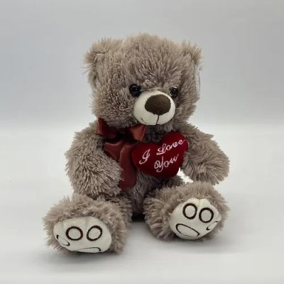 Jojo Bear with Love Heart Grey Brown 20cm