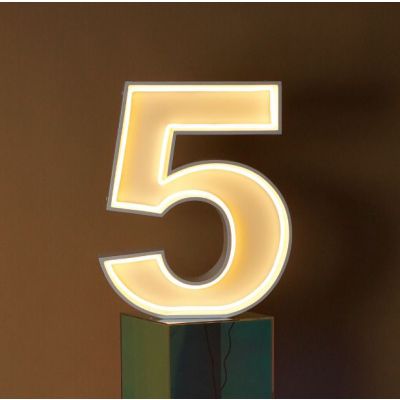 60cm White Metal LED Rope Marquee Number 5 (Warm White)