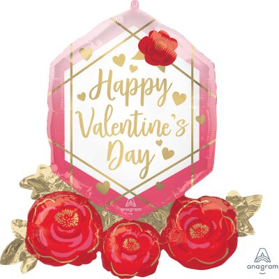 Anagram Foil SuperShape Happy Valentine's Day Gem & Roses (76cm x 71cm)