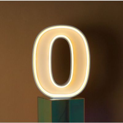 60cm White Metal LED Rope Marquee Number 0 (Warm White)