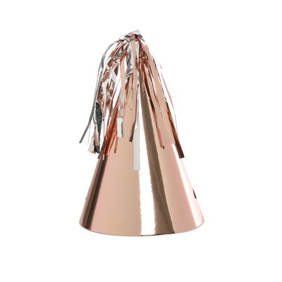 Five Star P10 Paper Party Hat with Tassel Topper Classic Metallic Rose Gold