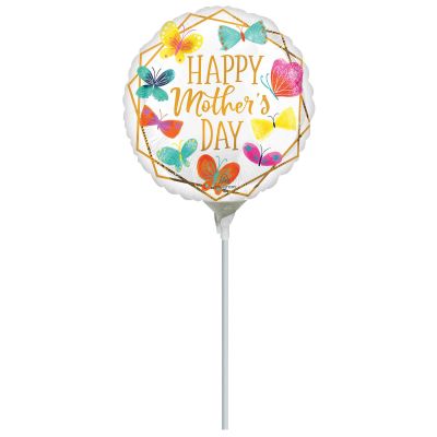 Anagram Microfoil 22cm (9&quot;) Happy Mother&#039;s Day Butterflies &amp; Gold Trim (Air Fill & Unpackaged)