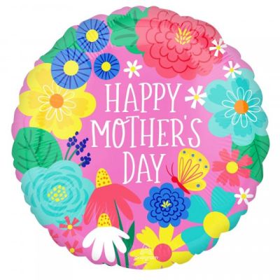 Anagram Foil 45cm (18") Happy Mother's Day Pretty Flowers in Pink