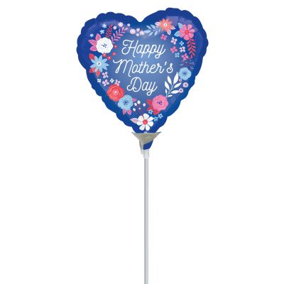 Anagram Microfoil 22cm (9&quot;) Happy Mother's Day Blue Artful Florals - Air fill (unpackaged)