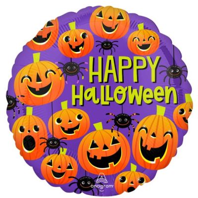 Anagram Foil 45cm (18") Happy Halloween Spiders & Pumpkins