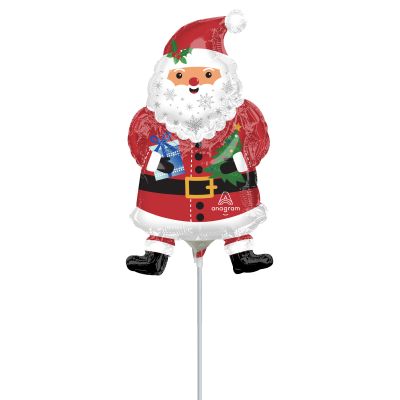 Anagram Microfoil 35cm (14") Mini Shape Snowy Santa (Air Fill & Unpackaged)