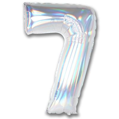 PRT 40" (102cm) Foil Number Rainbow Iridescent Silver 7