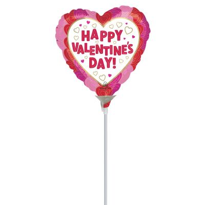 Anagram Microfoil 22cm (9&quot;) Happy Valentine&#039;s Day Wrapped in Hearts (Air Fill & Unpackaged)