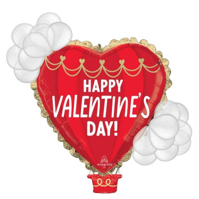 Anagram Foil SuperShape Latex Accented Happy Valentine's Day Hot Air Balloon (88cm x 96cm)