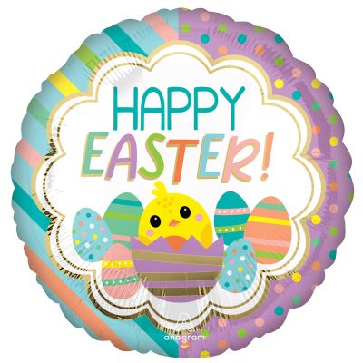 Anagram Foil 45cm (18") Happy Easter Chicky Stripes and Dots