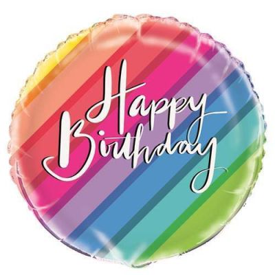 Unique Foil 45cm Happy Birthday Balloon & Rainbow
