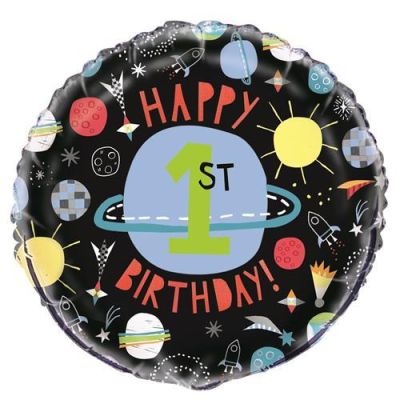Unique Foil 45cm Outer Space Happy 1st Birthday