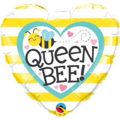 Qualatex Micro-Foil 22cm (9") Heart Queen Bee Stripes (Air Fill & Unpackaged) (Discontinued)