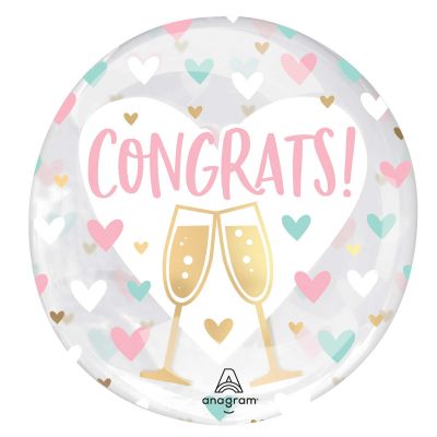 Anagram Printed Clearz 45cm (18") Congrats Hearts