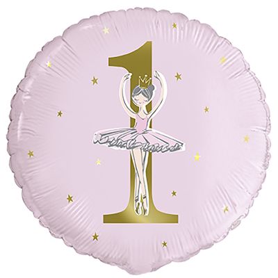 Unique Foil Ballerina Pink & Gold 1st Birthday 45cm (18")