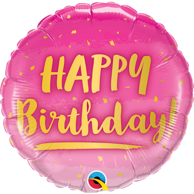 Qualatex Foil 45cm (18") Birthday Gold and Pink