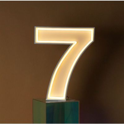 60cm White Metal LED Rope Marquee Number 7 (Warm White)