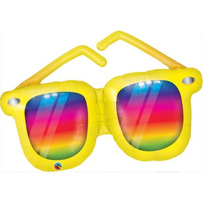 Qualatex Foil Shape 106cm (42") Rainbow Striped Sunglasses