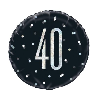 Unique Foil 45cm (18") Prismatic Black & Silver 40th Birthday