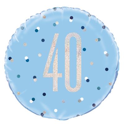Unique Foil 45cm (18") Prismatic Blue & Silver 40th Birthday