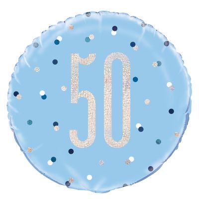 Unique Foil 45cm (18") Prismatic Blue & Silver 50th Birthday