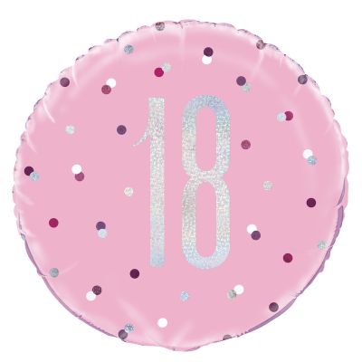 Unique Foil 45cm (18") Prismatic Pink & Silver 18th Birthday