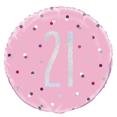 Unique Foil 45cm (18") Prismatic Pink & Silver 21st Birthday