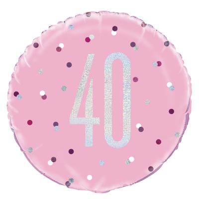 Unique Foil 45cm (18") Prismatic Pink & Silver 40th Birthday