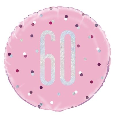 Unique Foil 45cm (18") Prismatic Pink & Silver 60th Birthday