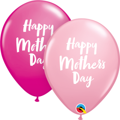 Qualatex Printed Latex 50/28cm (11") Pink and Wild Berry Mother's Day Script