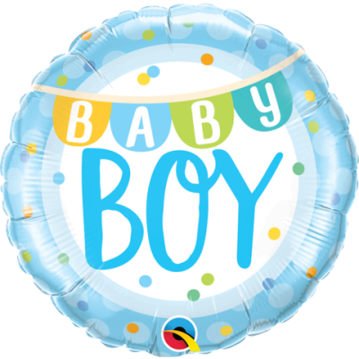 Qualatex Foil 45cm (18") Baby Boy Banner and Dots