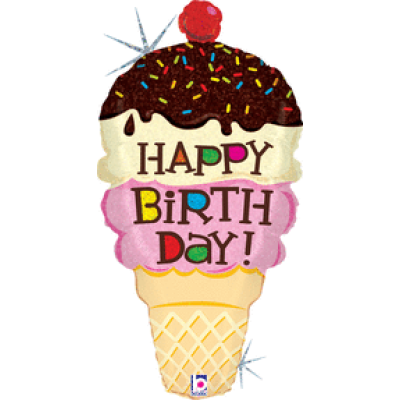 Betallic Foil Shape 83cm (33") Birthday Ice Cream Cone (Discontinued)