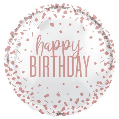 Unique Foil 45cm (18") Rose Gold Confetti Happy Birthday