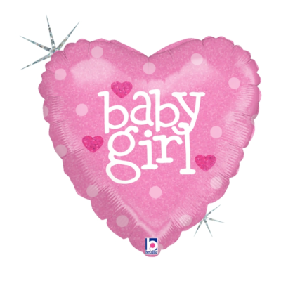 Betallic Foil 45cm (18") Baby Girl Heart Holographic