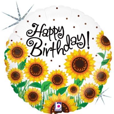 Betallic Holographic Foil 45cm (18") Sunny Sunflowers Birthday