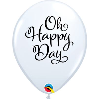 Qualatex Printed Latex 50/28cm (11") Simply Oh Happy Day White