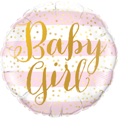 Qualatex Foil 45cm (18") Baby Girl Pink Stripes