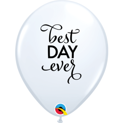 Qualatex Printed Latex 50/28cm (11") Simply Best Day Ever - White
