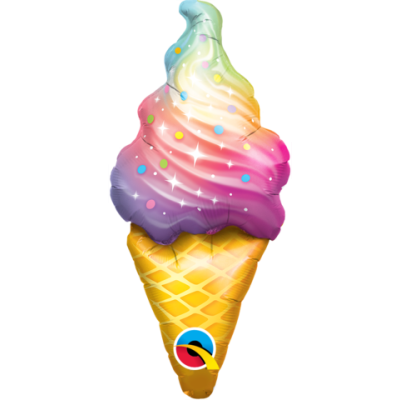Qualatex Micro-Foil 35cm (14") Rainbow Swirl Ice Cream (Air Fill & Unpackaged)