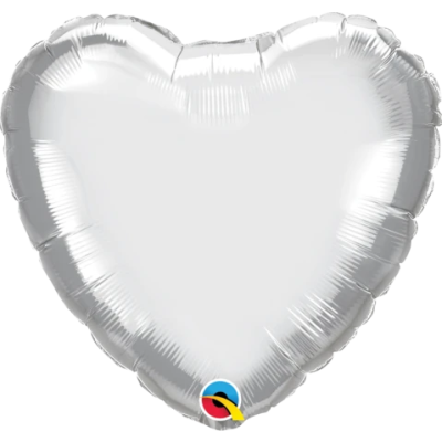Qualatex Foil Solid Heart 45cm (18") Chrome Silver - packaged