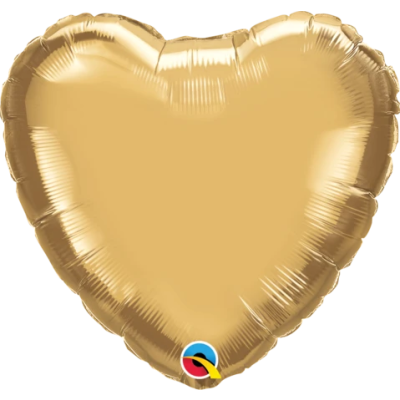 Qualatex Foil Solid Heart 45cm (18") Chrome Gold - packaged