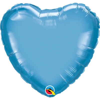 Qualatex Foil Solid Heart 45cm (18") Chrome Blue - packaged