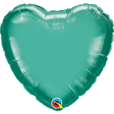 Qualatex Foil Solid Heart 45cm (18") Chrome Green - packaged