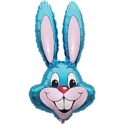 FM Foil Super Shape 89cm (35") Rabbit Bunny Head Blue - Unpackaged