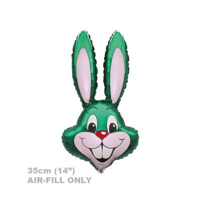 FM Micro Foil 35cm (14") Rabbit Bunny Head Green (Air Fill & Unpackaged)