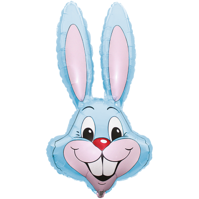 FM Foil Shape 89cm (35") Rabbit Bunny Head Pastel Blue- unpackaged