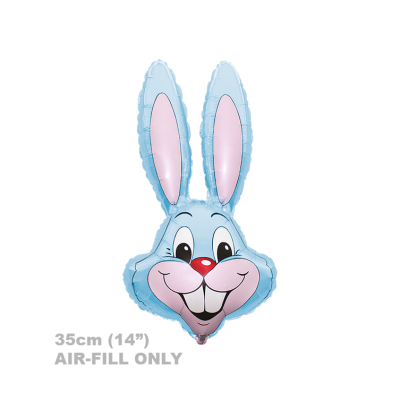 FM Micro Foil 35cm (14&quot;) Rabbit Bunny Head Pastel Blue - Air Fill (Unpackaged)