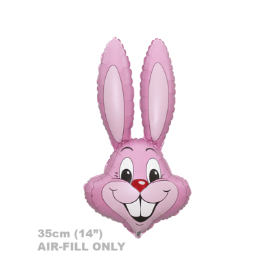 FM Micro Foil 35cm (14&quot;) Rabbit Bunny Head Pink (Air Fill & Unpackaged)